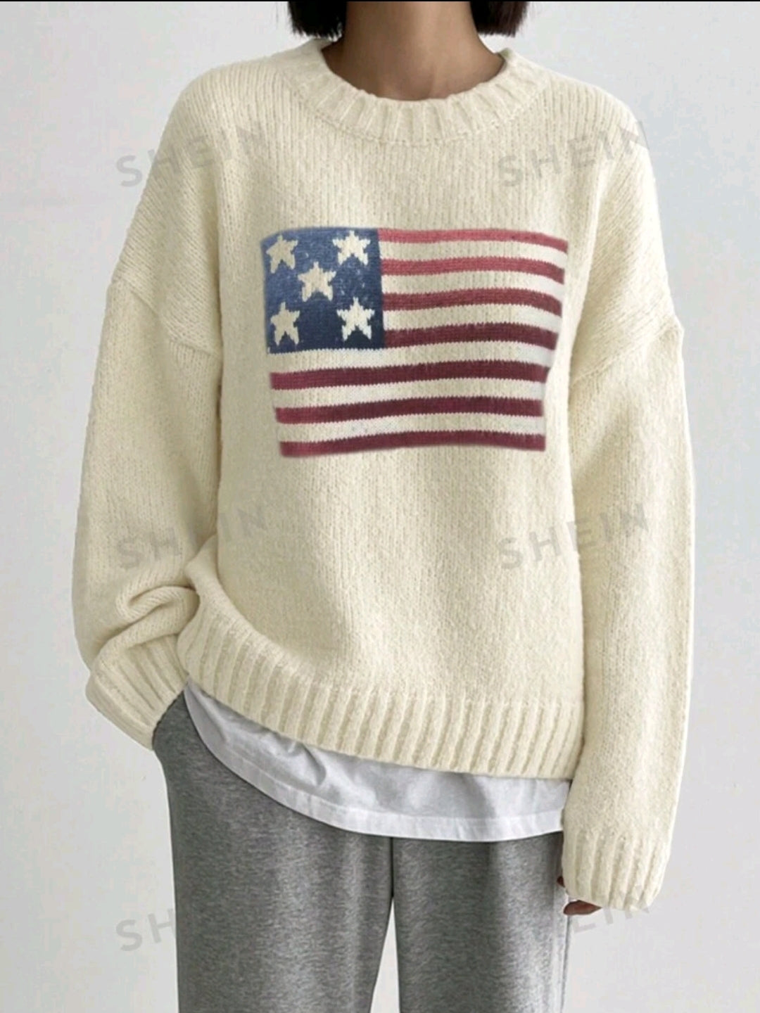 USA Chuncky Pullover White Sweater