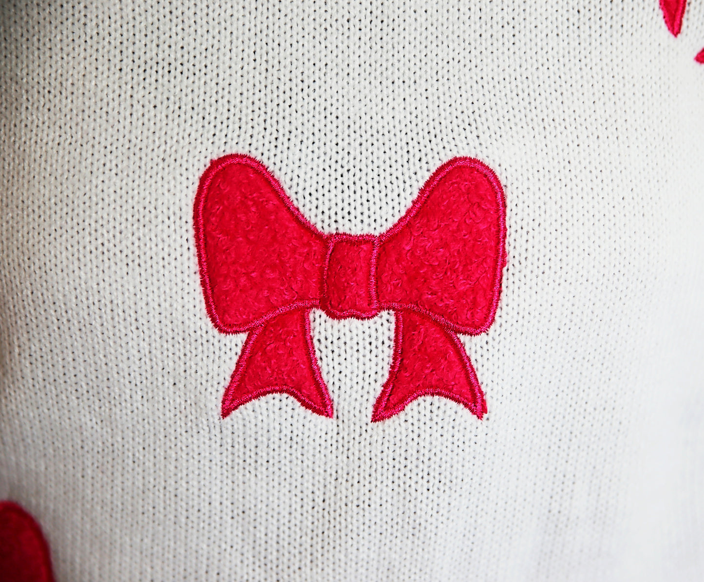 Bow Girl White Sweater With Bow Embroidery