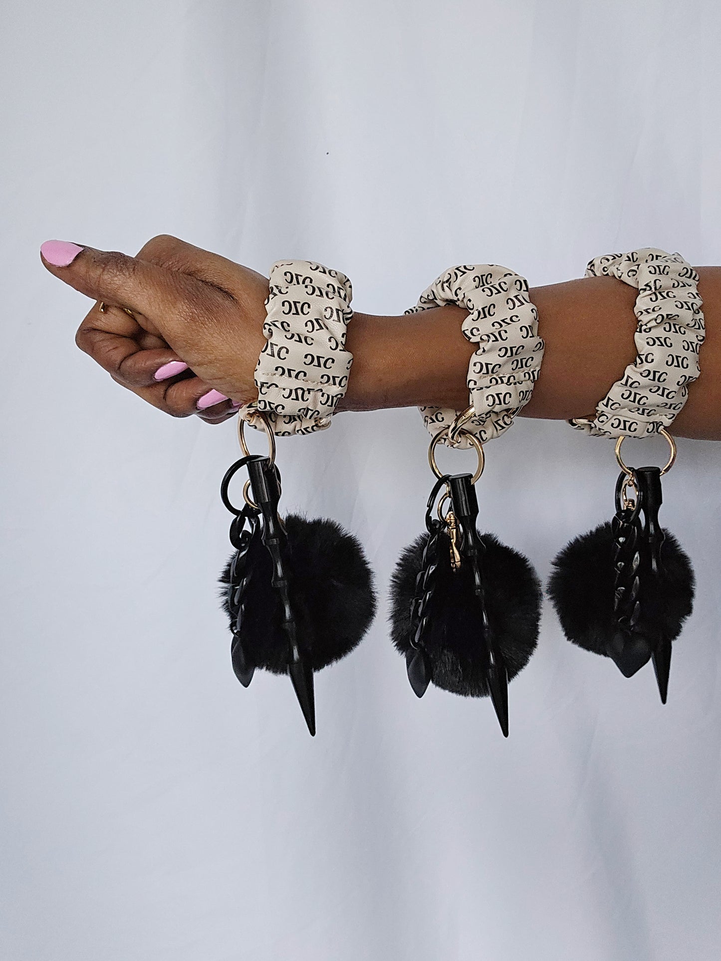 Luxury Scrunchie Blanc and White Key Chain