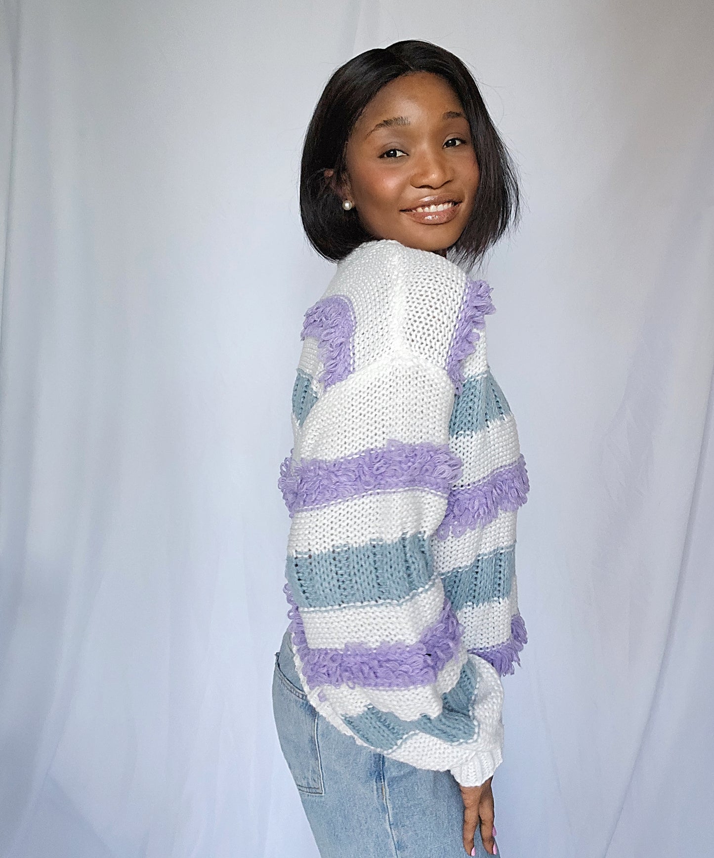 Nice Breeze Drop Shoulder Stripped Sweater