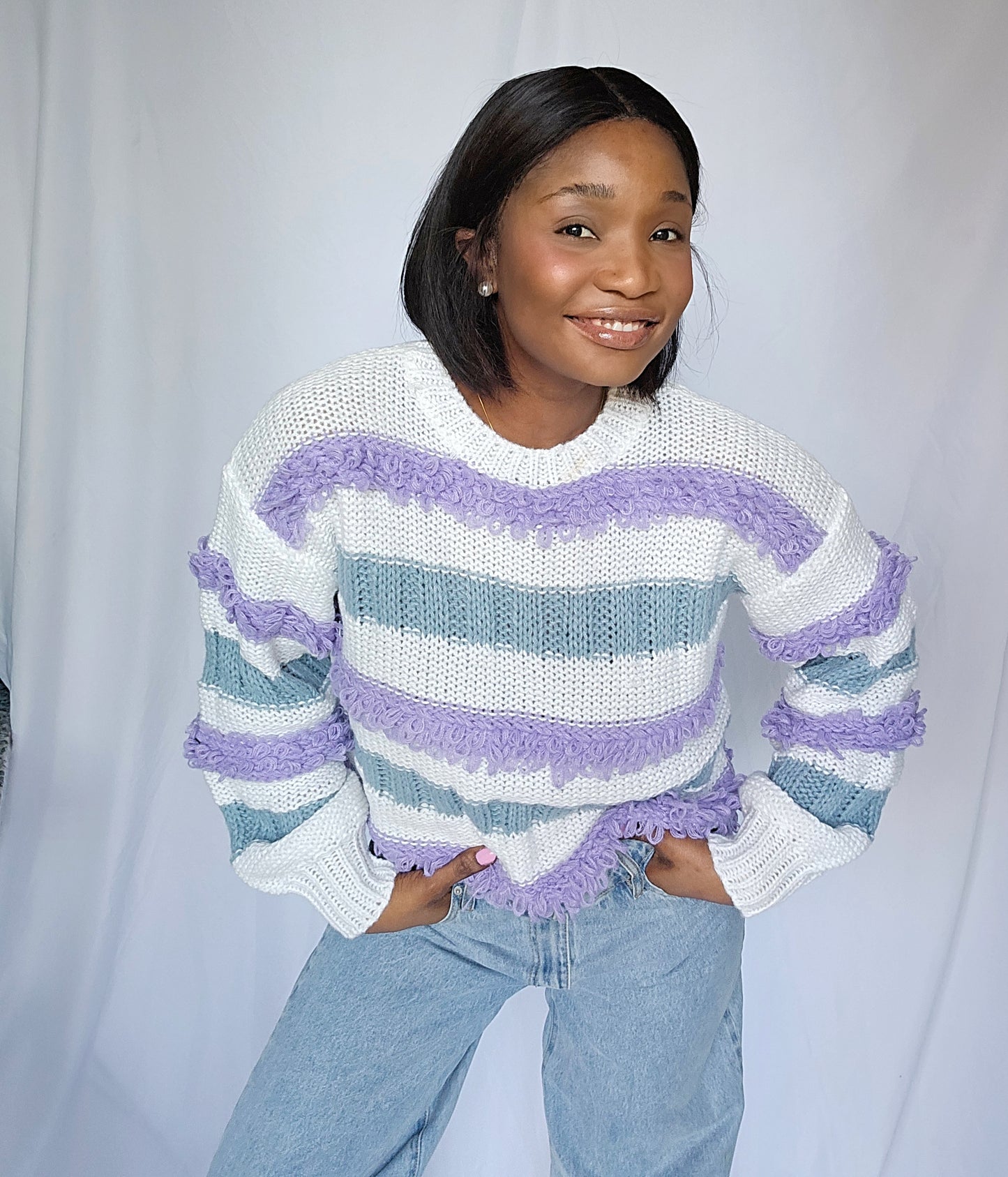 Nice Breeze Drop Shoulder Stripped Sweater