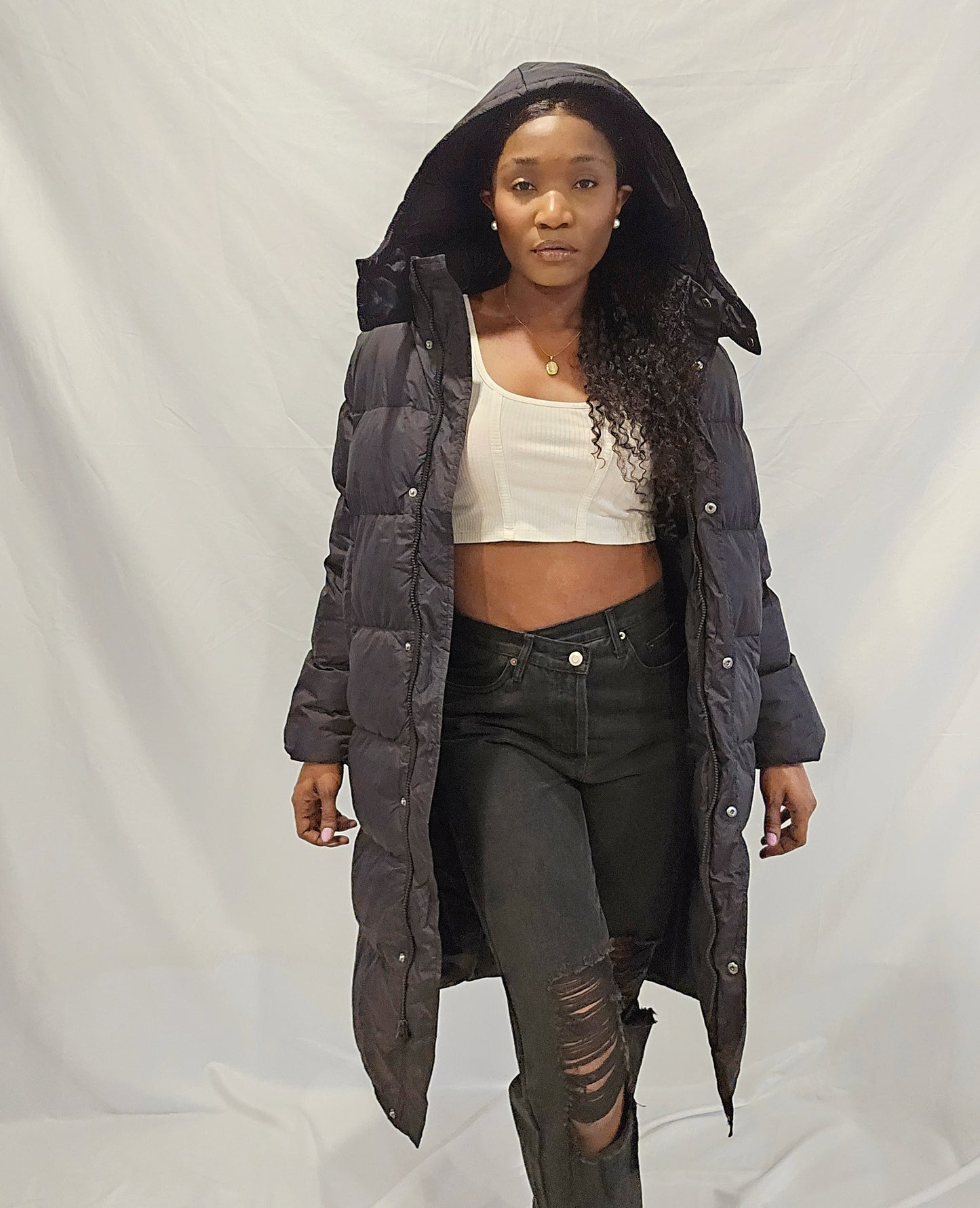Cover Me Front Zipper Thick Wooded Puffer Jackets Coat