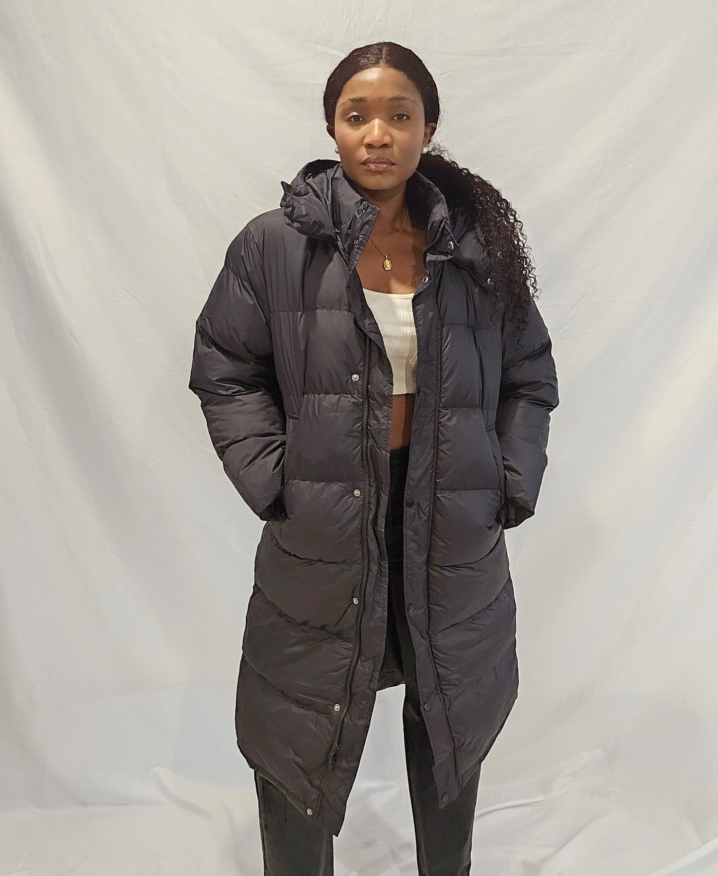 Cover Me Front Zipper Thick Wooded Puffer Jackets Coat