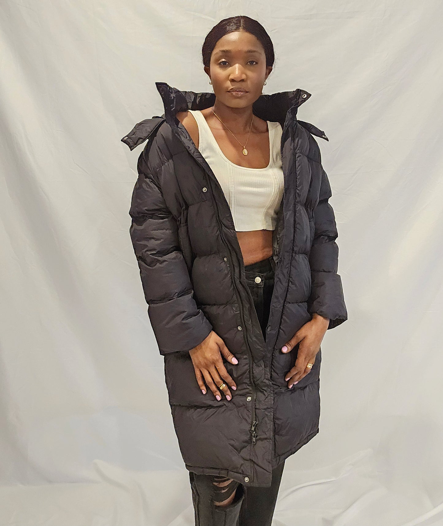 Cover Me Front Zipper Thick Wooded Puffer Jackets Coat