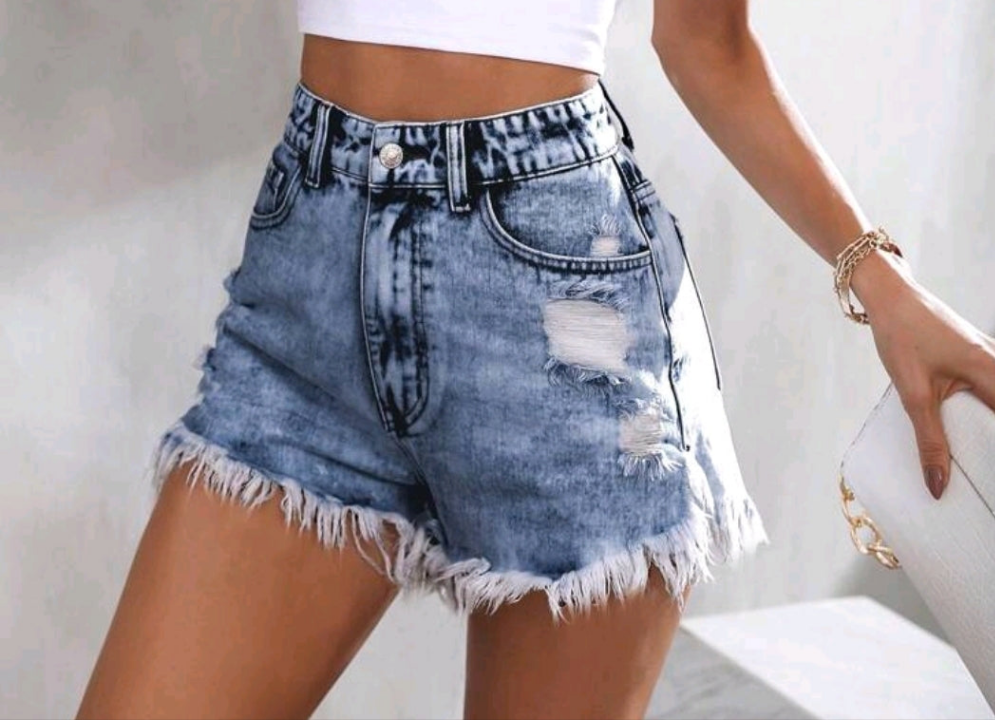 Edge Distress Washed Denim Shorts For Summer Outings