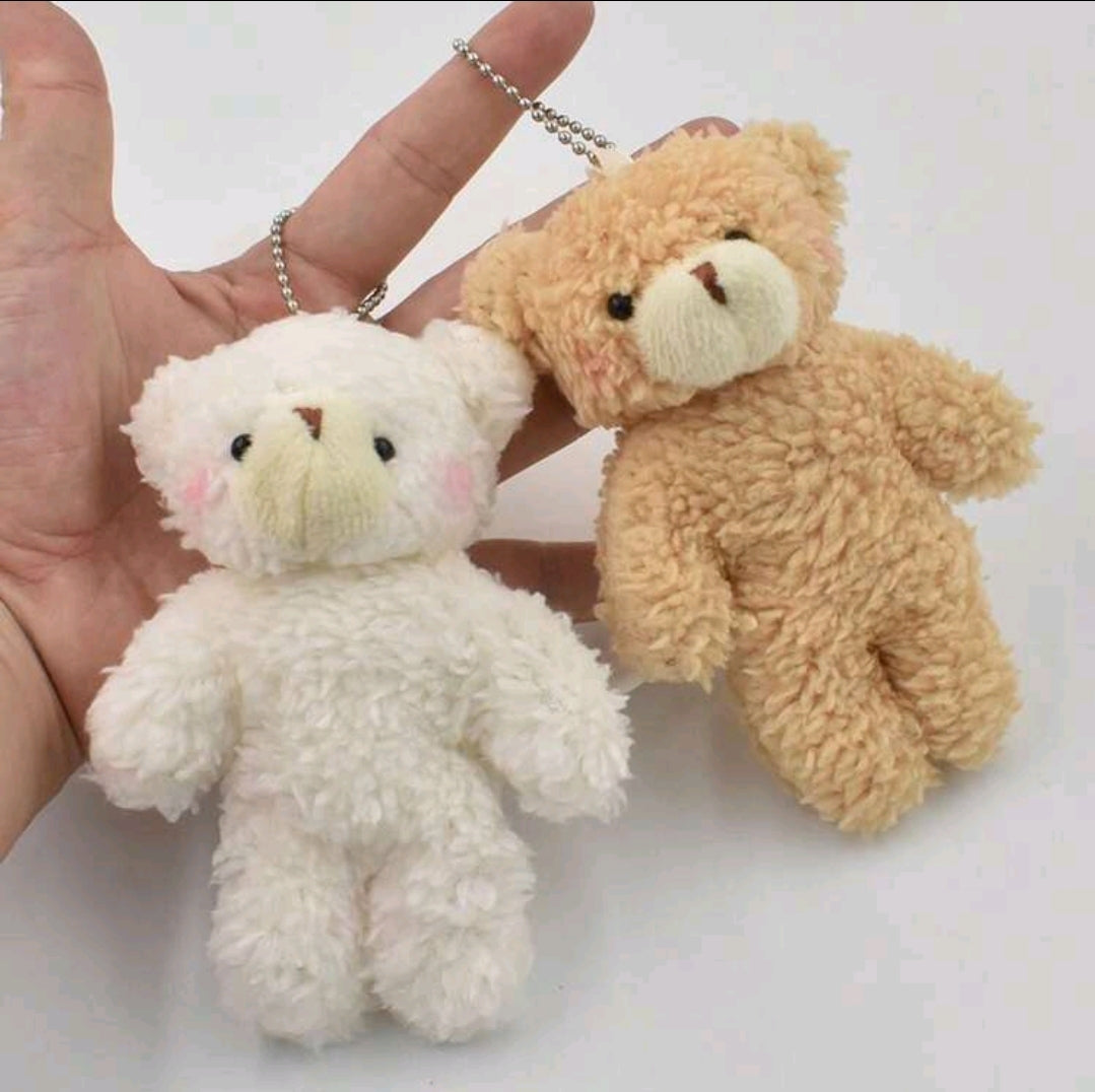 Adorable Cute Teddy Bear Doll White and Brown Keychain Accessories