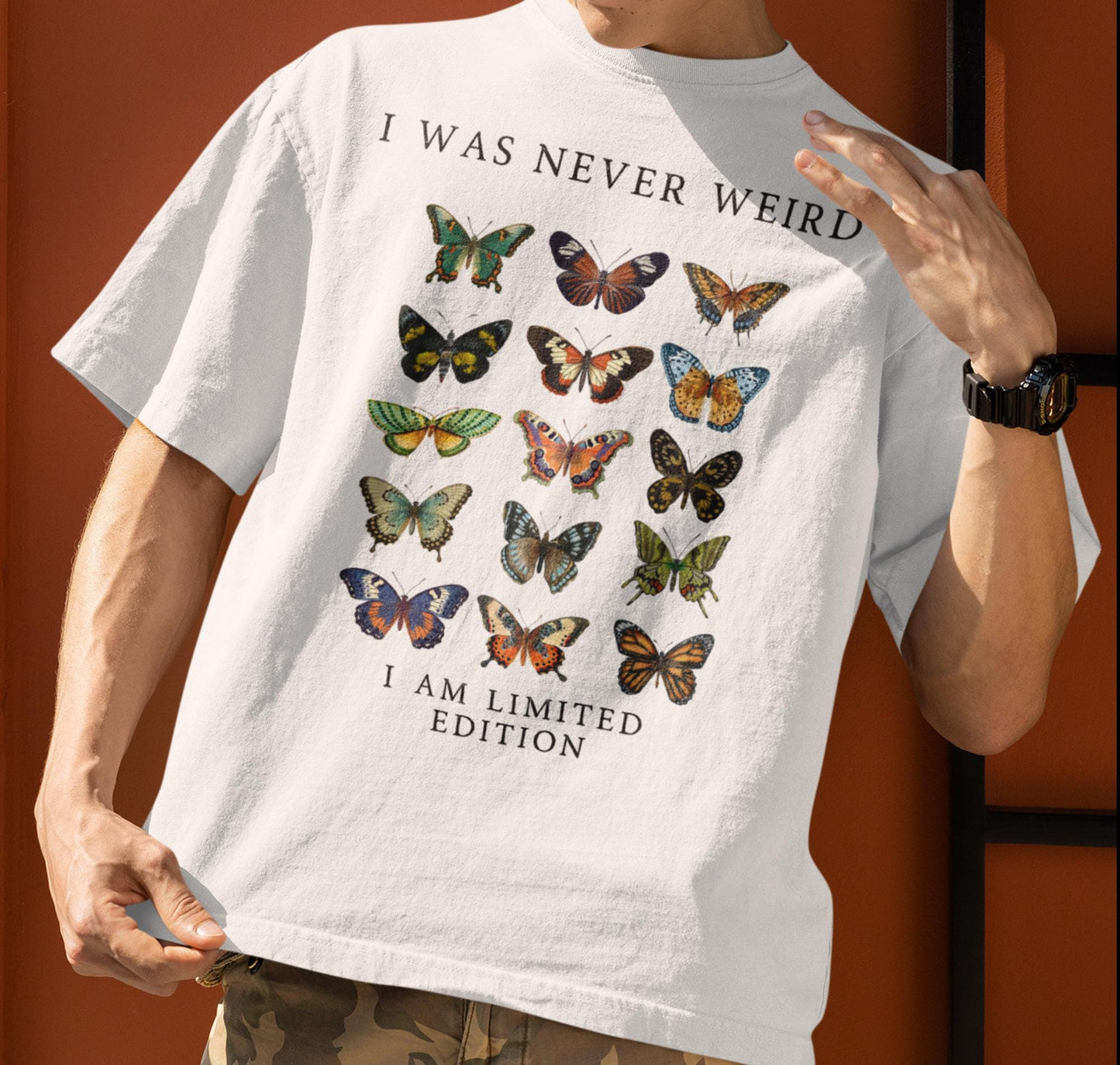 I Was Never Weird Unisex Classic Tee, Butterfly Graphic Tee, Quirky T-Shirt, Unique Gift, Casual Wear, Fun Apparel