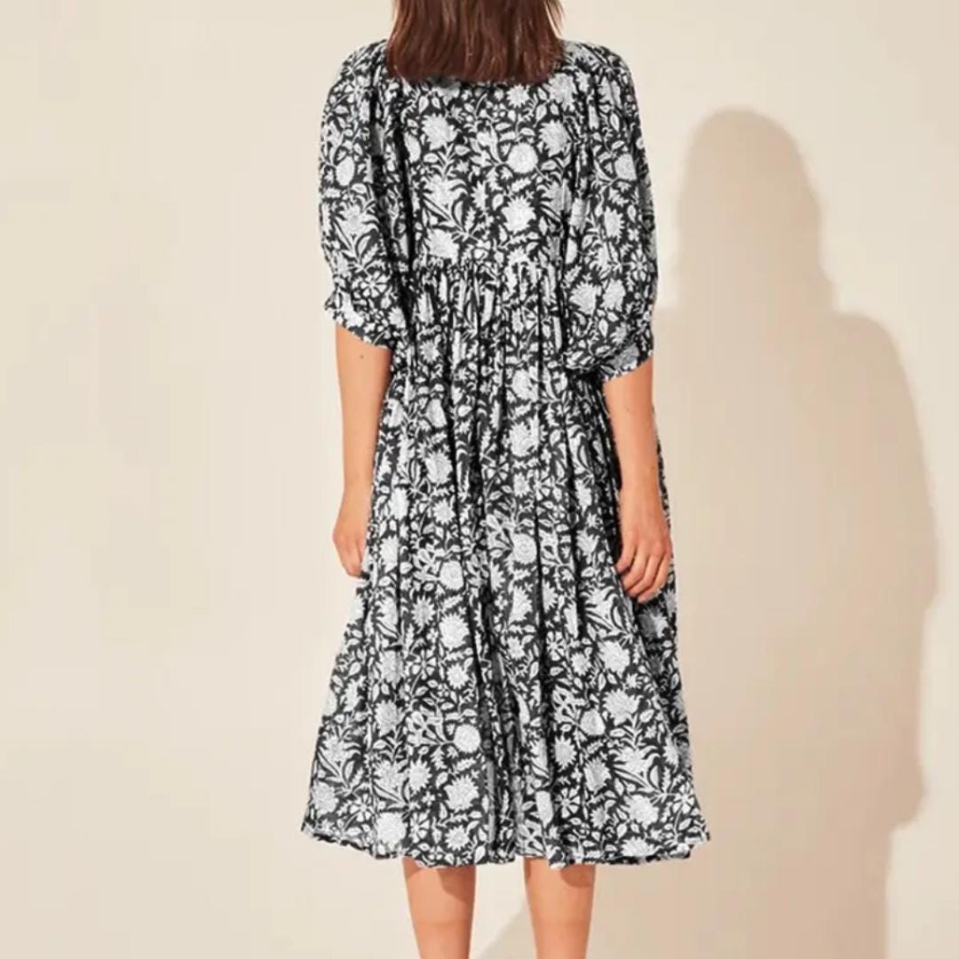 Black And White Loose Vacation Beach Dress
