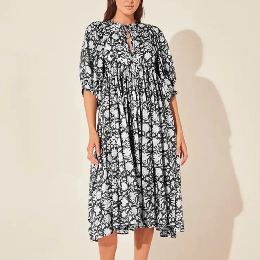 Black And White Loose Vacation Beach Dress