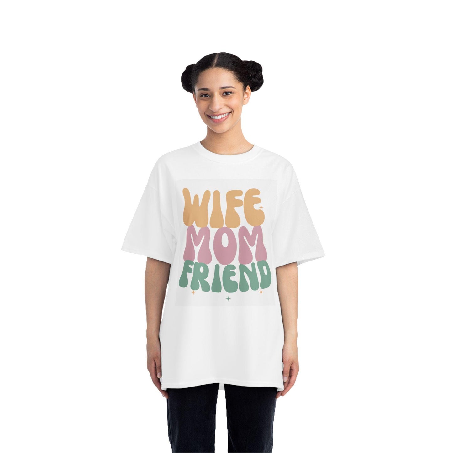 Colorful Wife Mom Friend Tee, Family Love Shirt, Women's Casual T-Shirt, Perfect Gift for Moms, Fun Everyday Wear