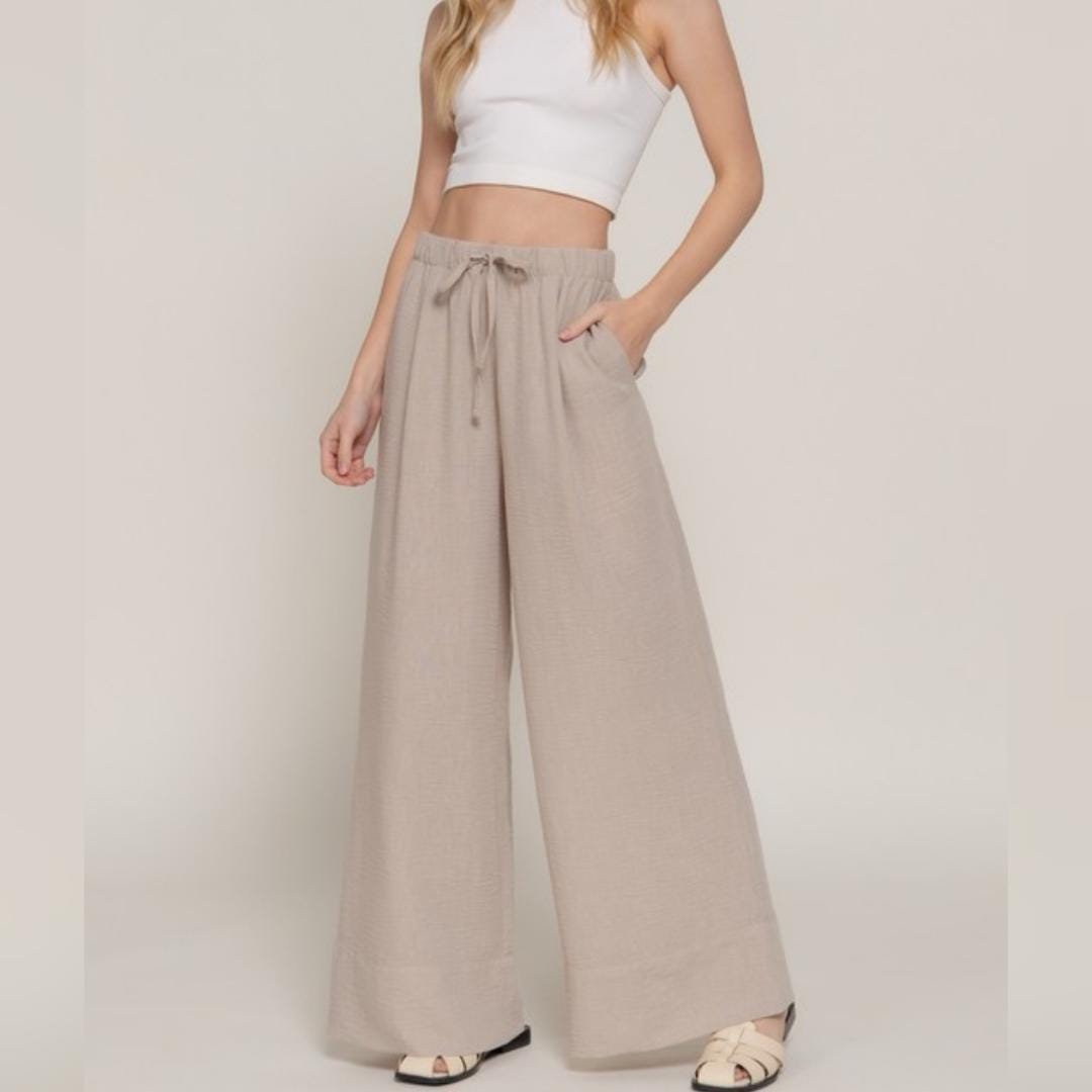 Linen Wide Leg Nature Pant Vacation Linen Confortable Pant
