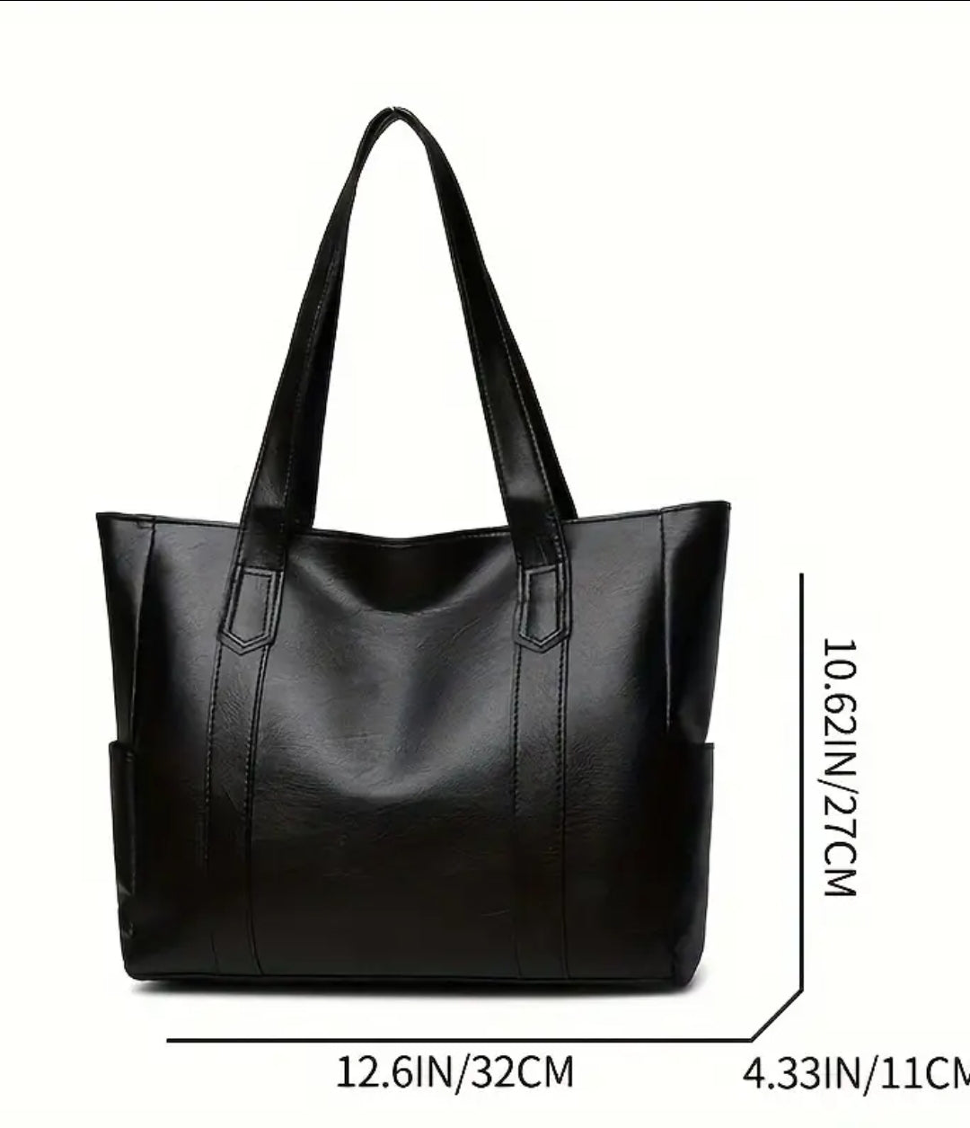 Black Large Tote Bag large Capacity Durable Zip-Up Shoulder side pockets bag