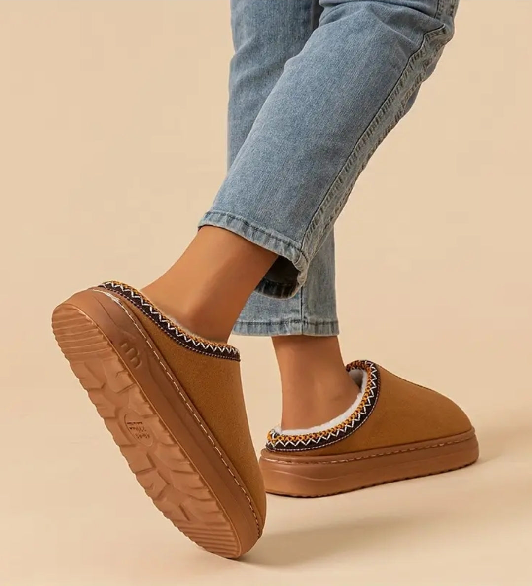 Memory Foam Cotton Slippers: Plush Lined Indoor Outdoor