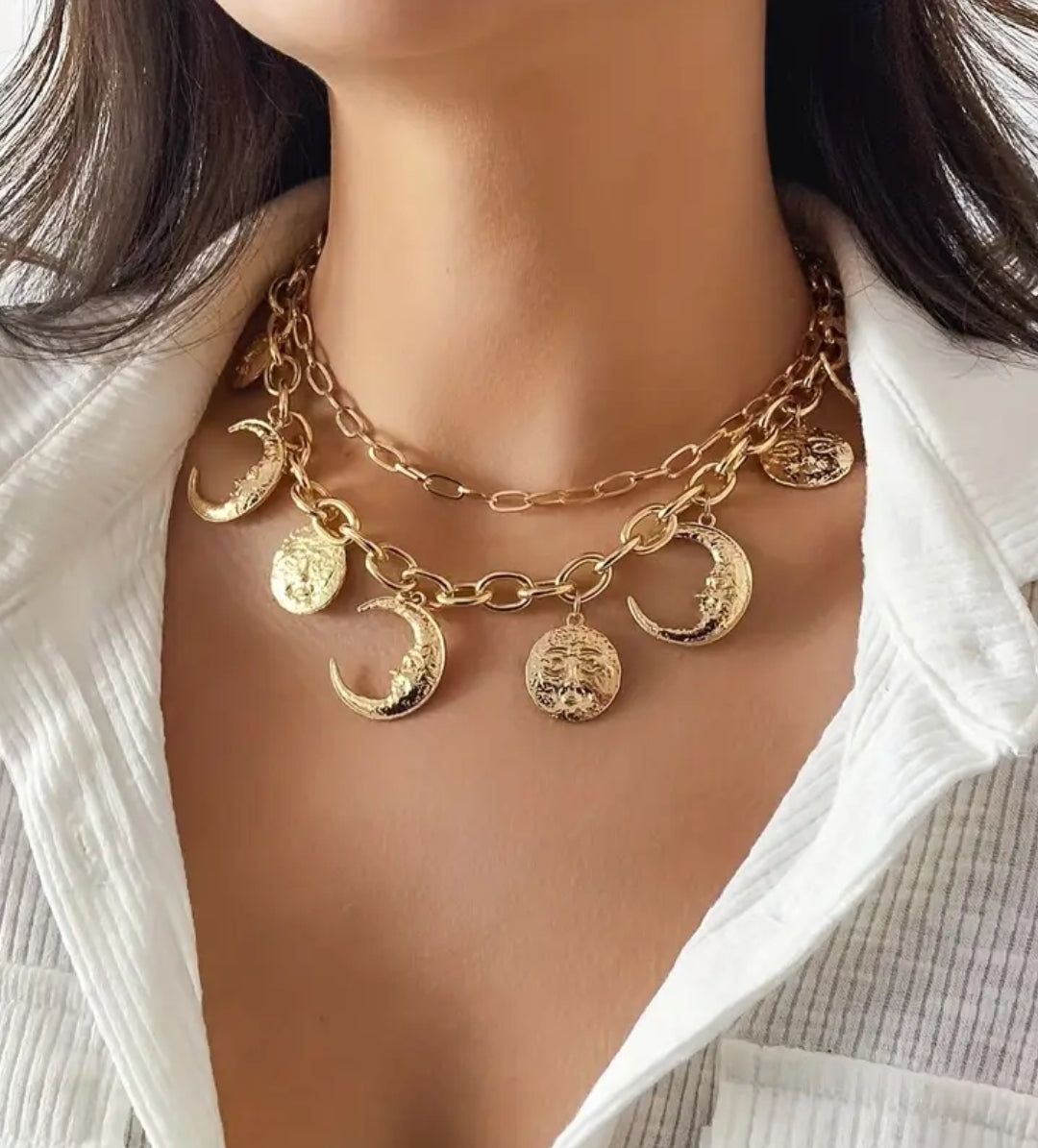 Sun And Moon Charm Necklace