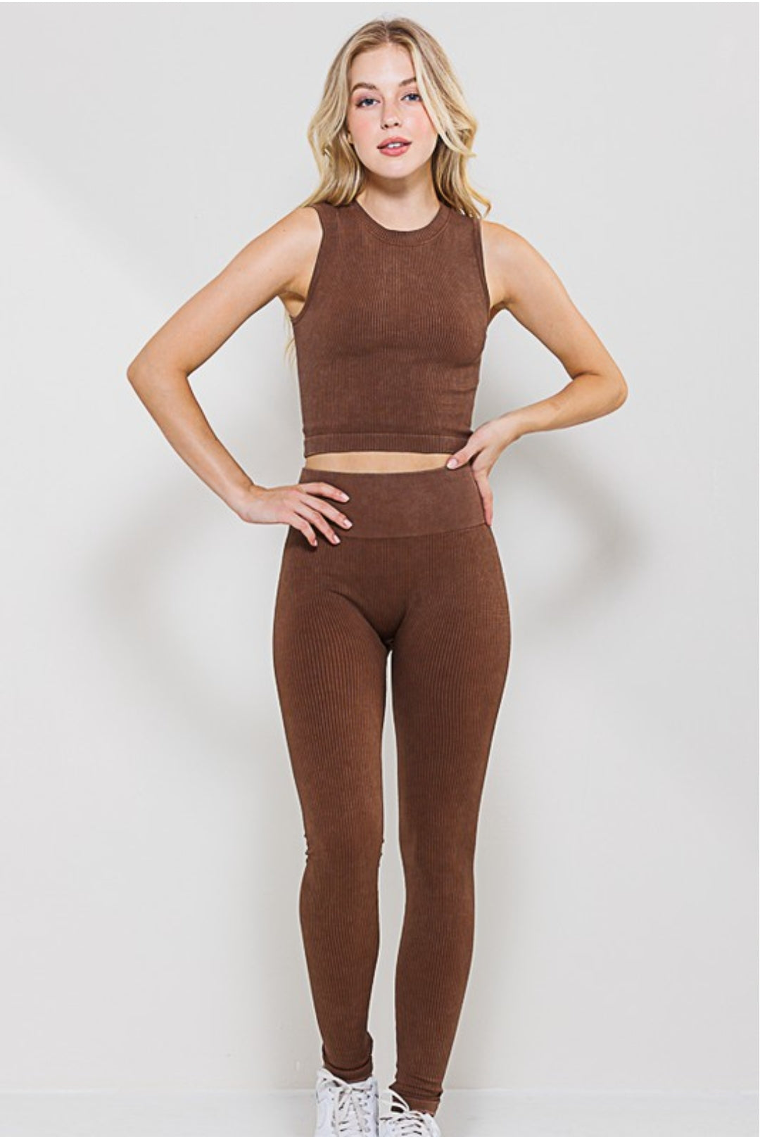 Thick Dark Brown High Waisted Workout Leggings