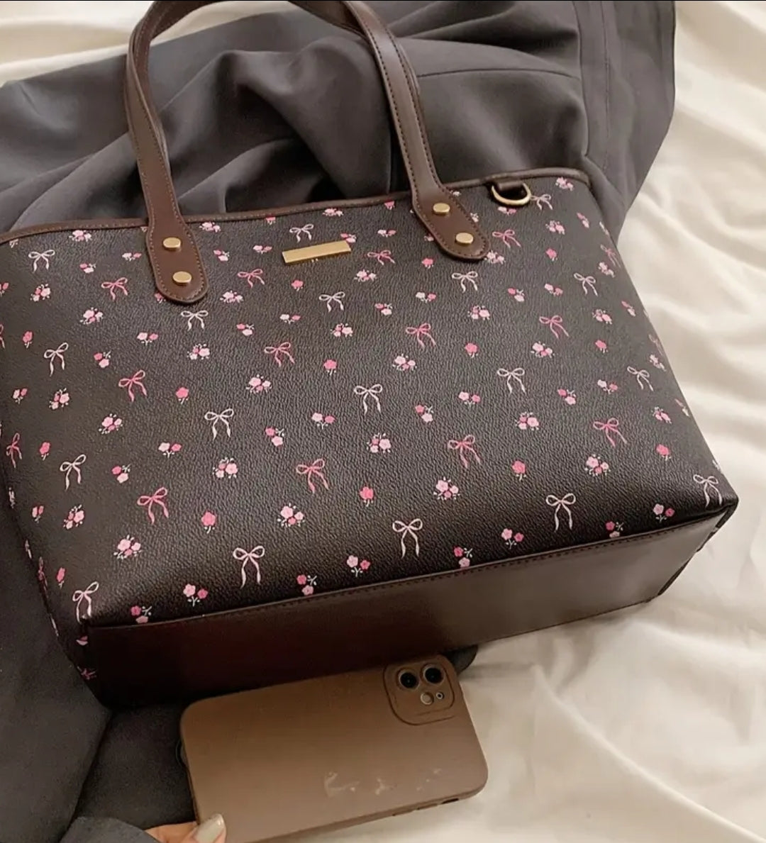Large Tote Bag With Bow