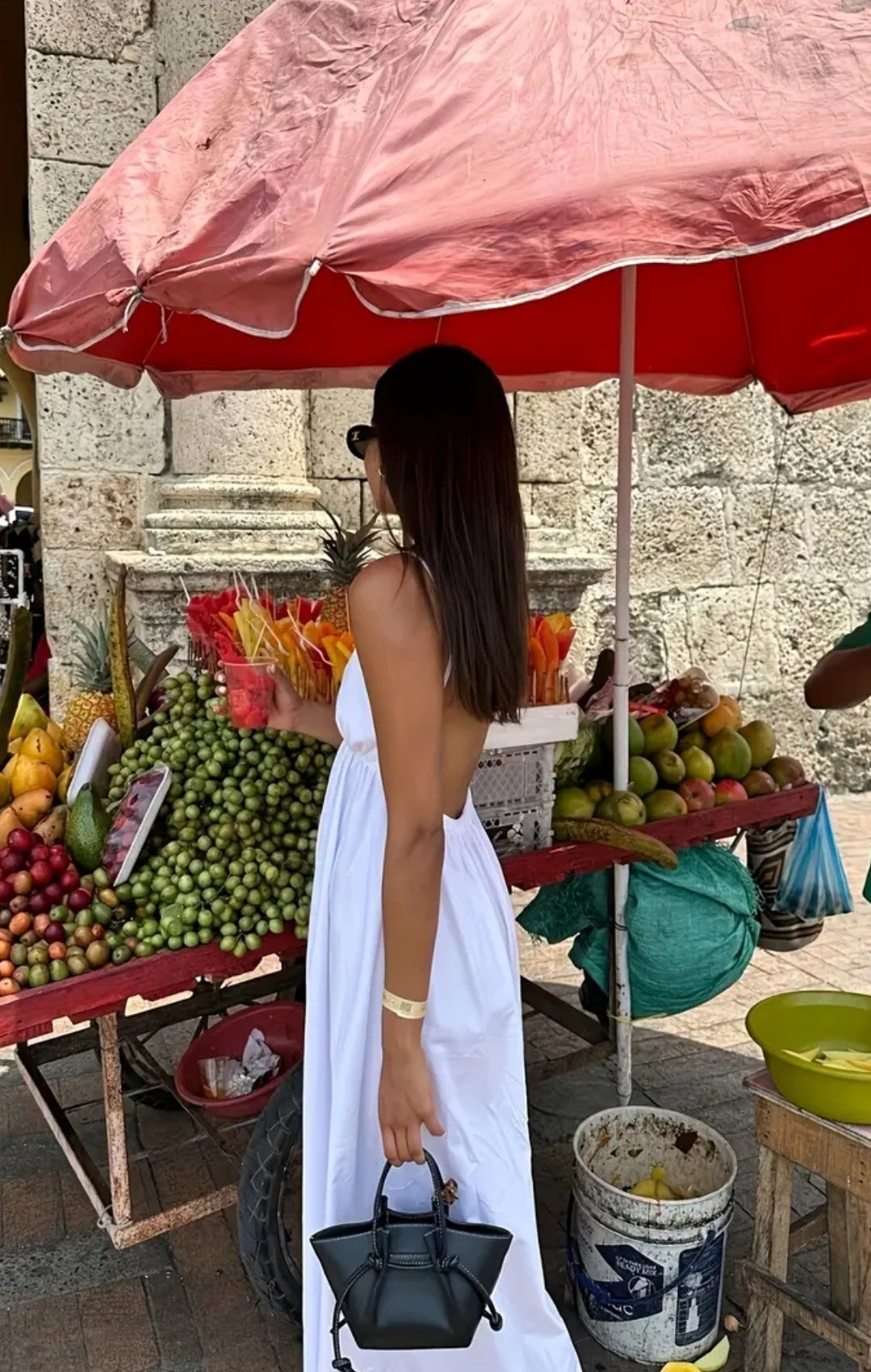 White Deep Open Back vacation Long Dess