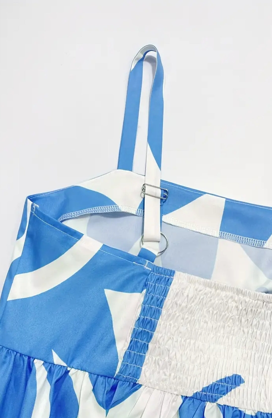 Long White And Blue Summer Vacation Dress