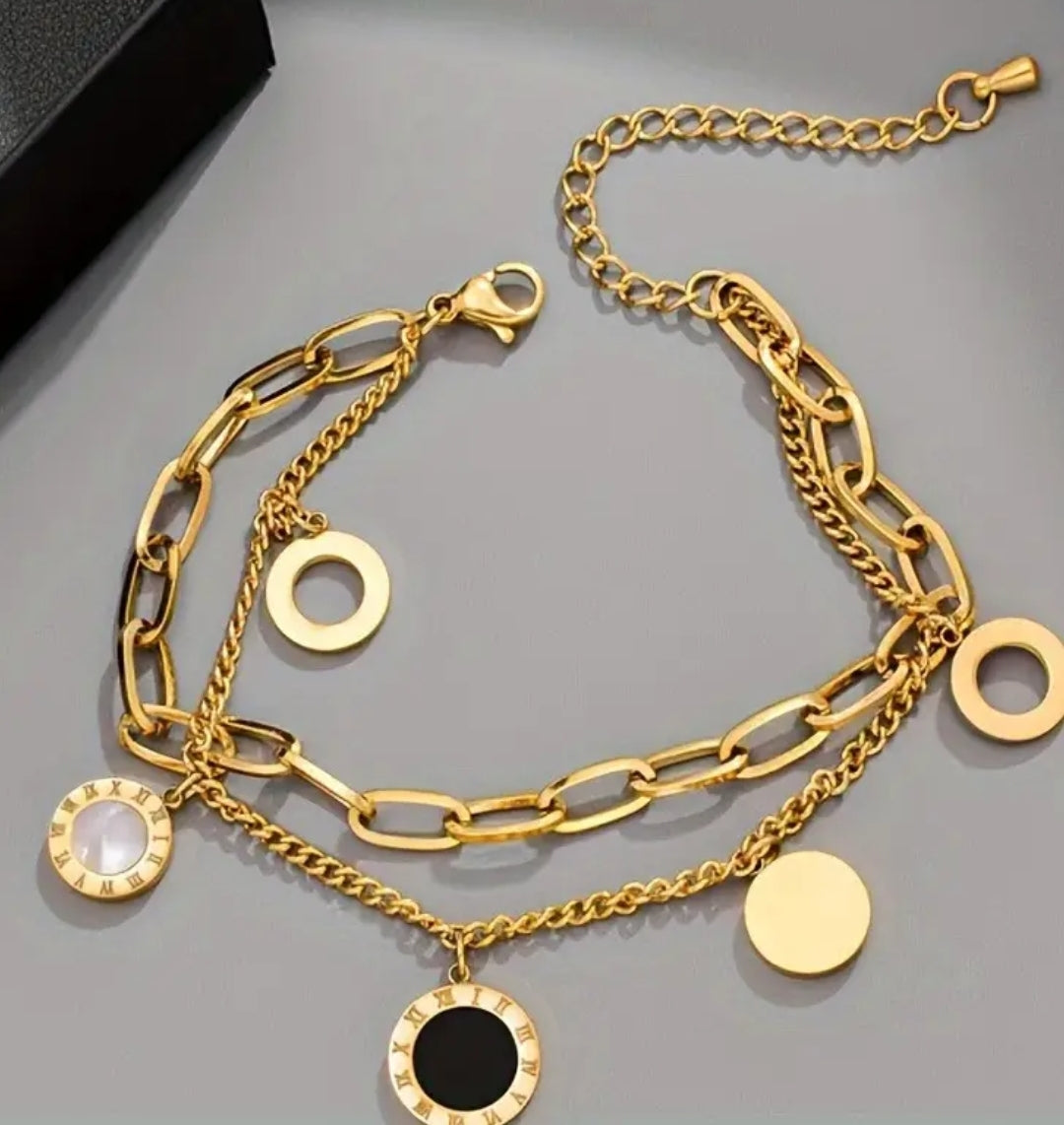 Stainless steel gold two layers bracelet