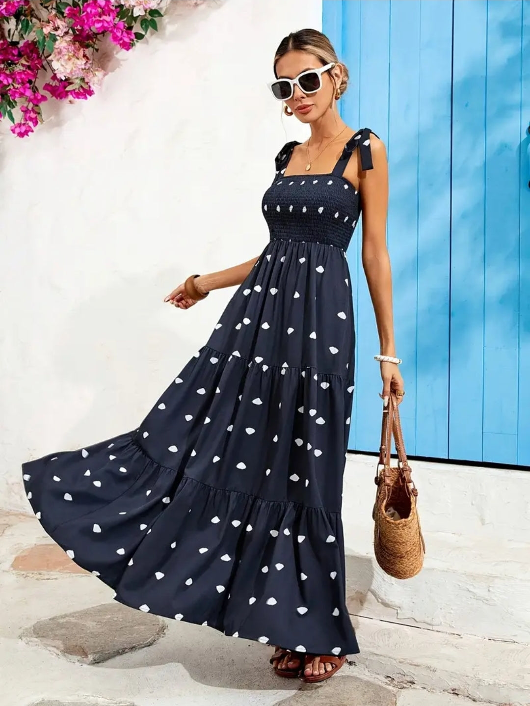 Dark Blue Polka Dots Dress