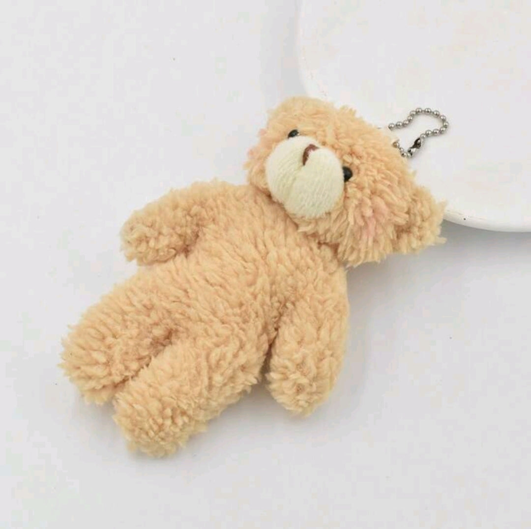 Adorable Cute Teddy Bear Doll White and Brown Keychain Accessories