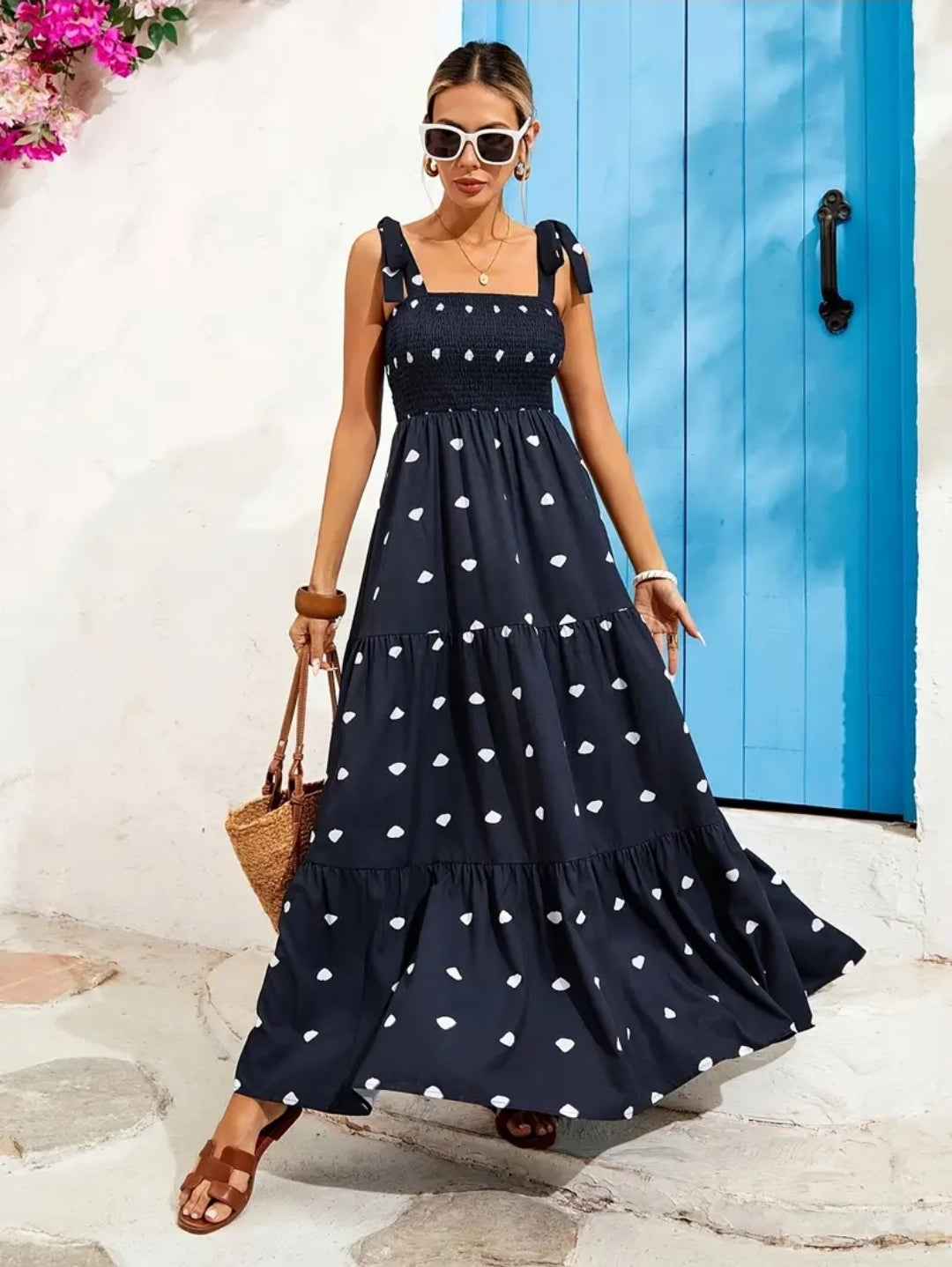 Dark Blue Polka Dots Dress