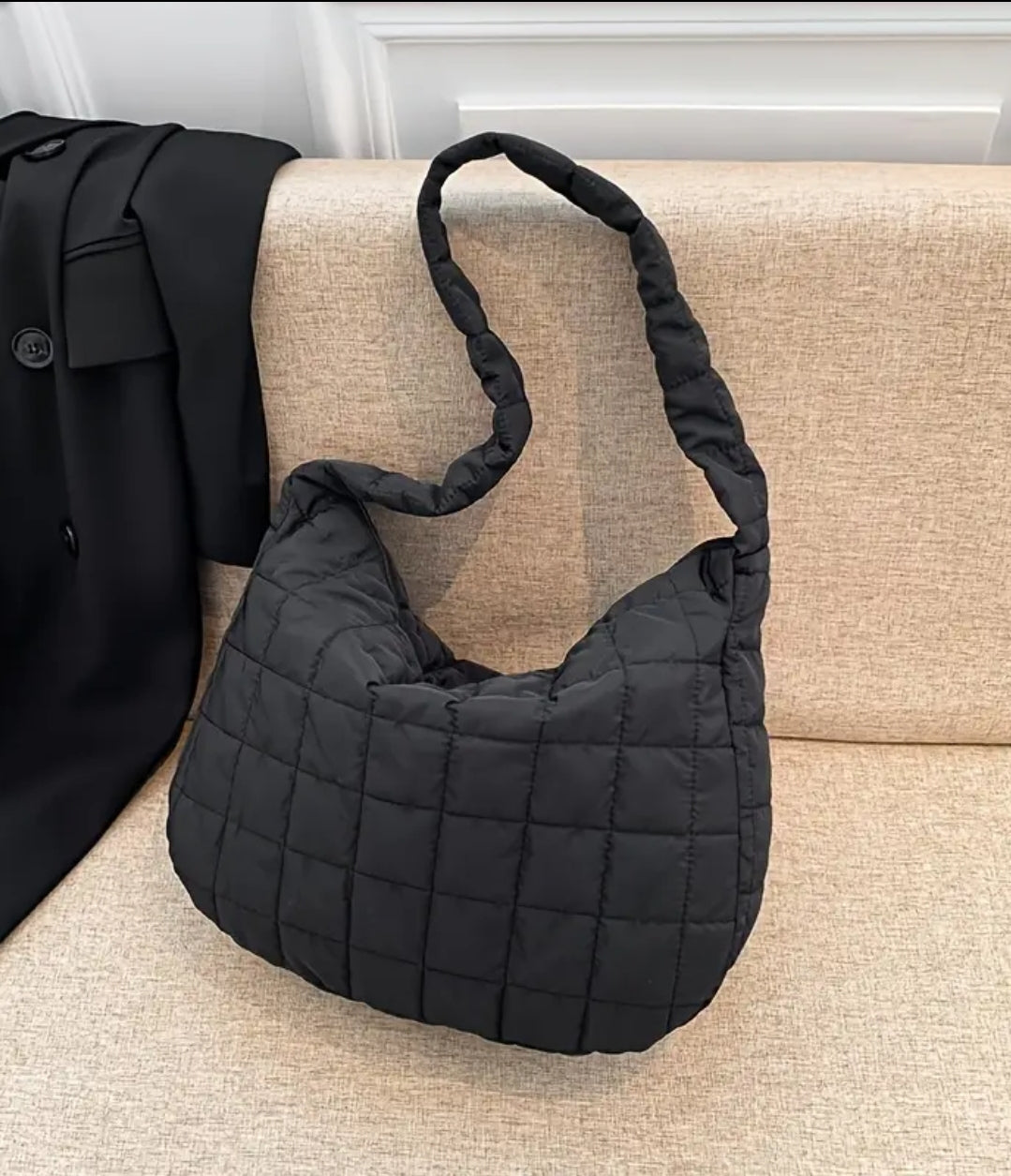 Black Large Puff Shoulder Bag