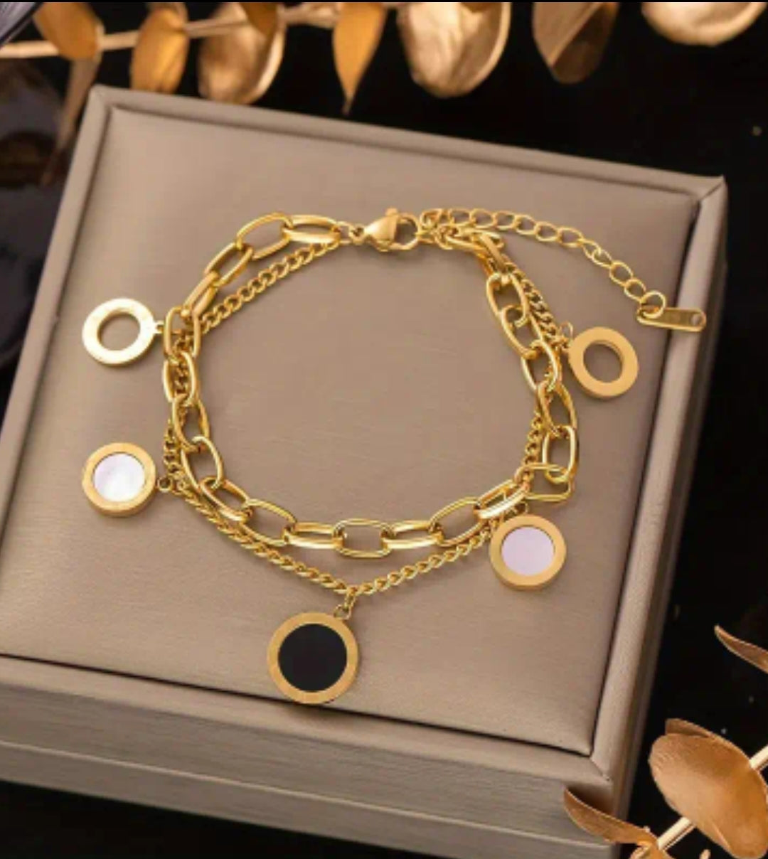 Stainless steel gold two layers bracelet