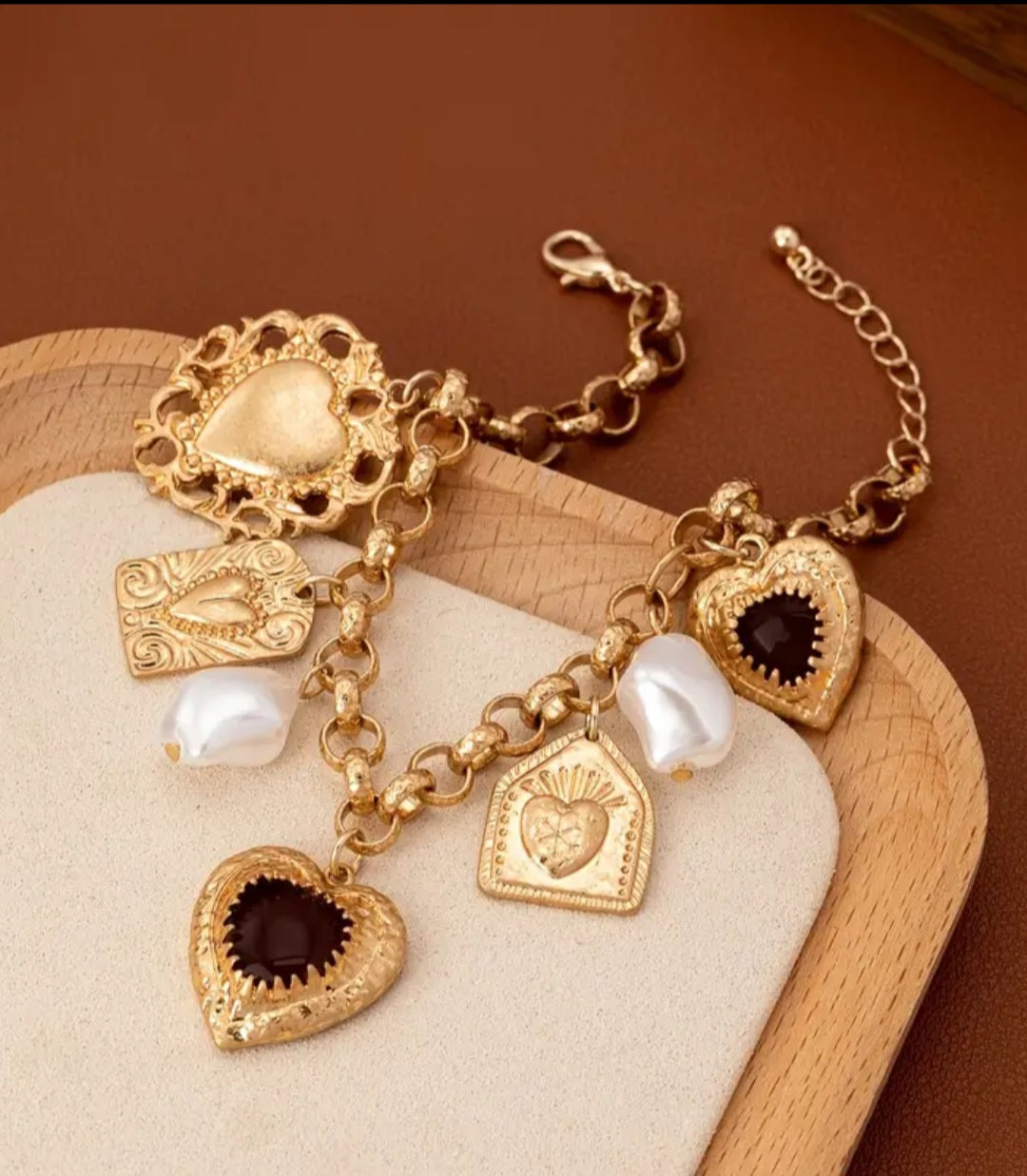 Gold Stainless Steel Heart Element Bracelet