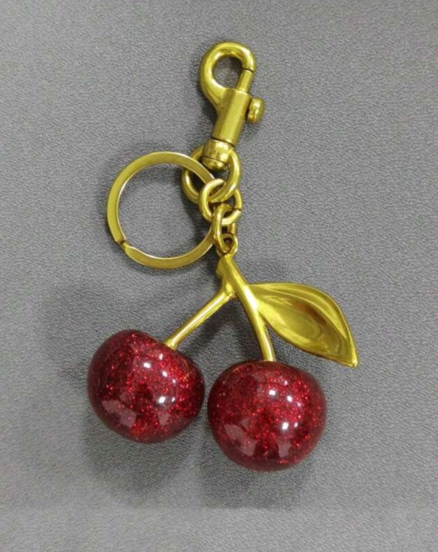 Cherry Pendant, Large Cherry Shaped Crystal Pendant, Cherry Crystal Fashion Keychain, Backpack Accessories Valentines