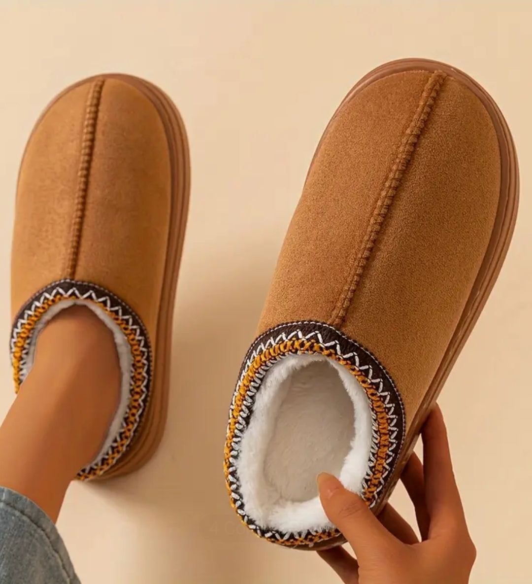 Memory Foam Cotton Slippers: Plush Lined Indoor Outdoor