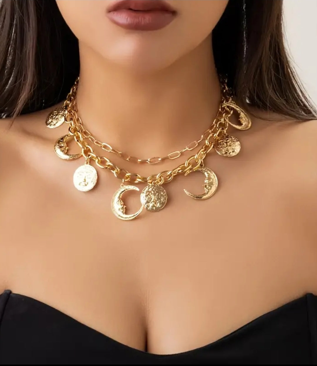 Sun And Moon Charm Necklace