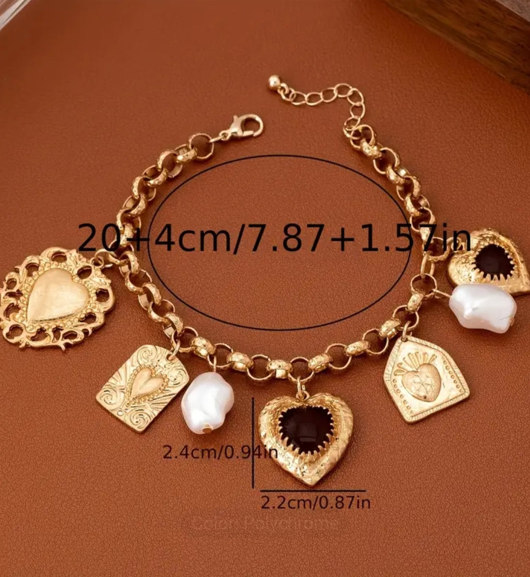 Gold Stainless Steel Heart Element Bracelet