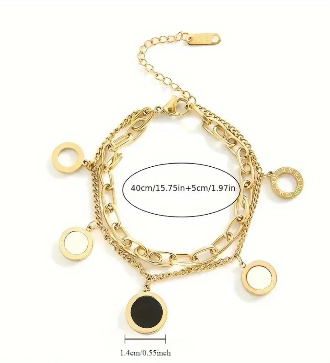 Stainless steel gold two layers bracelet