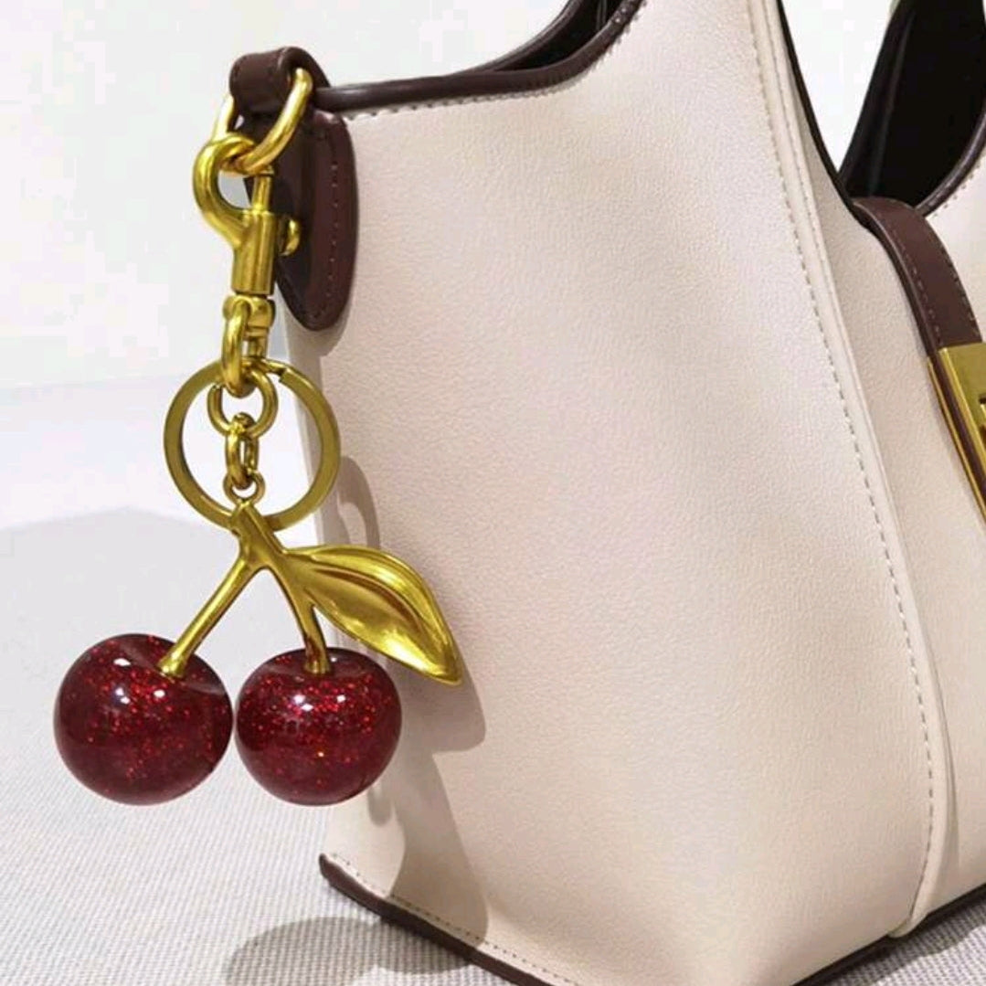Cherry Pendant, Large Cherry Shaped Crystal Pendant, Cherry Crystal Fashion Keychain, Backpack Accessories Valentines