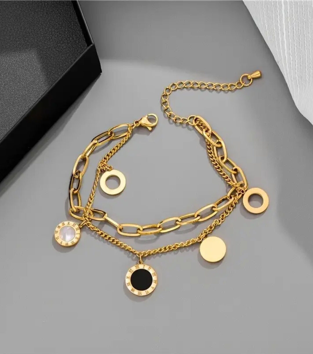 Stainless steel gold two layers bracelet