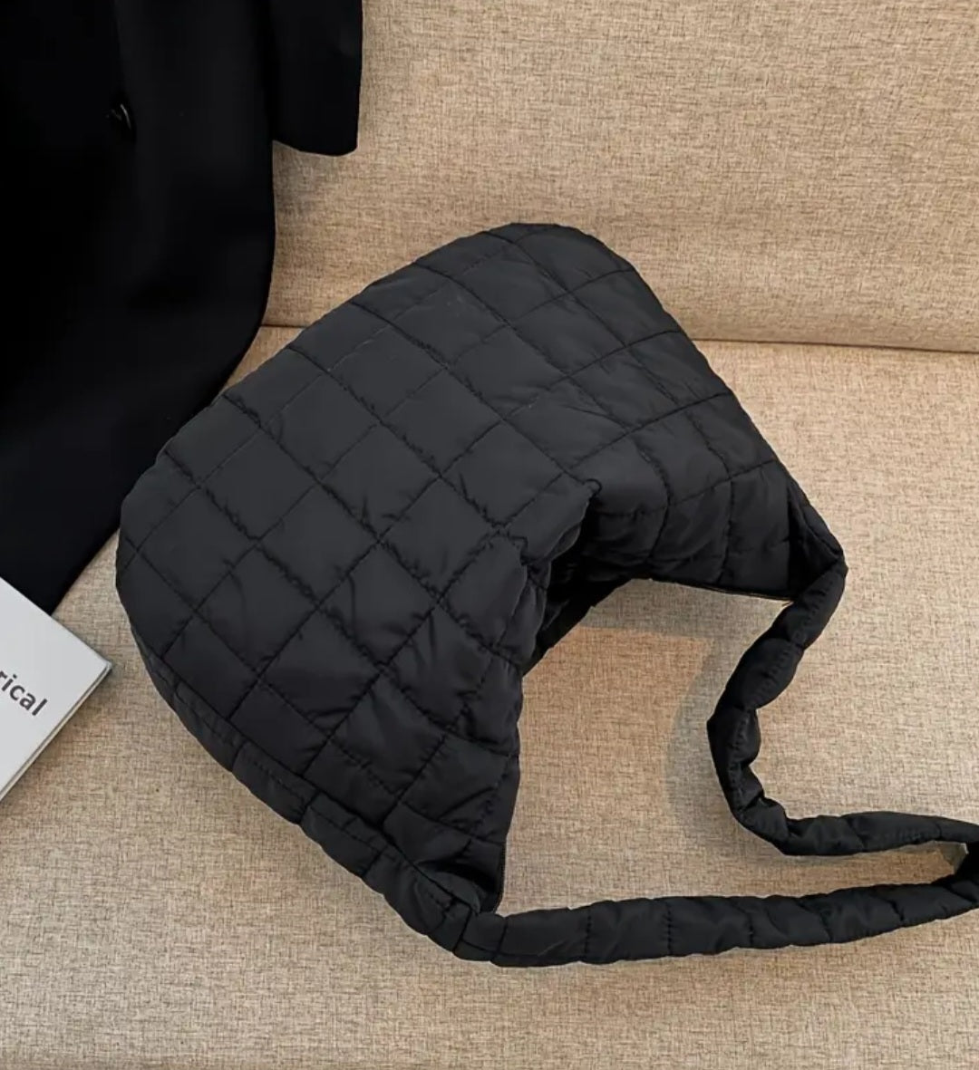 Black Large Puff Shoulder Bag