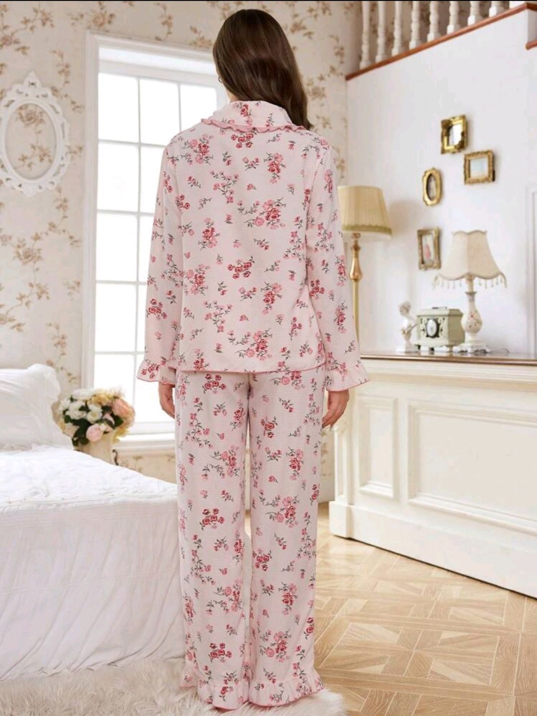 Lovely Girl Cottage Fower Bow Tie Sleepwear Pajama
