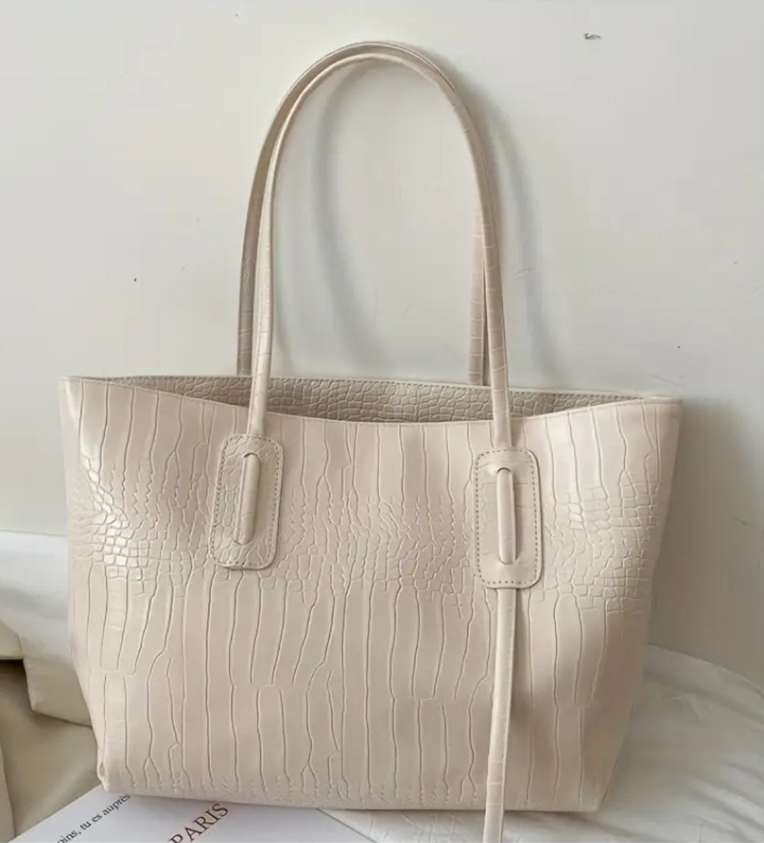 Vacation large faux leather White bag large tote summer bag