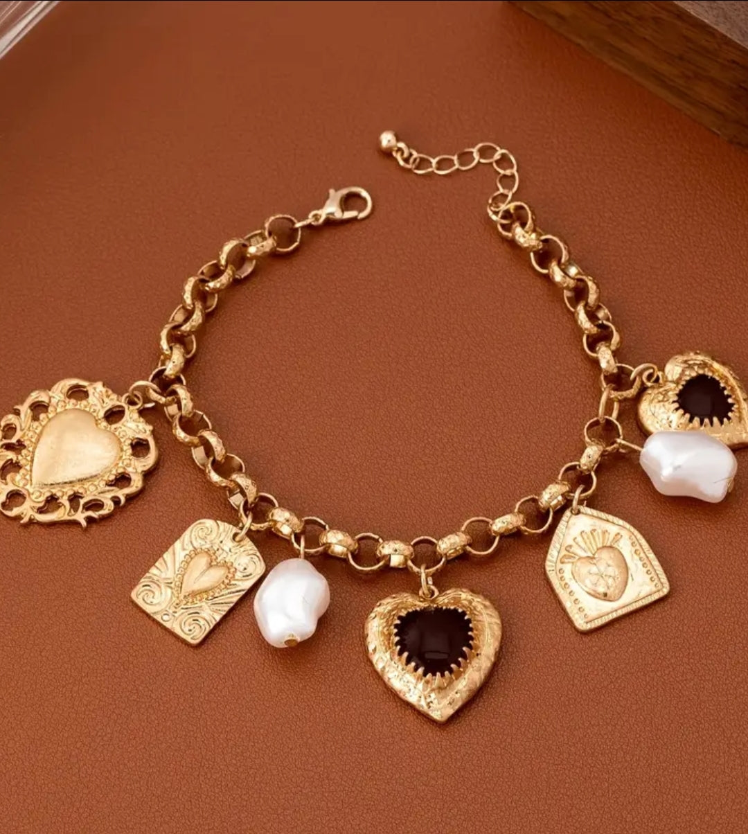 Gold Stainless Steel Heart Element Bracelet