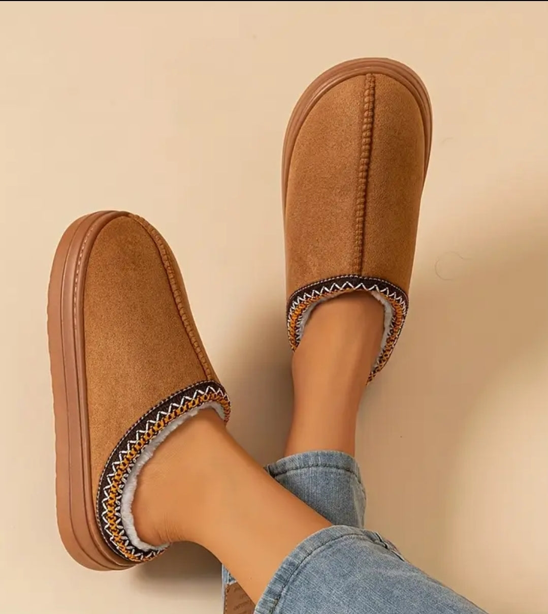 Memory Foam Cotton Slippers: Plush Lined Indoor Outdoor