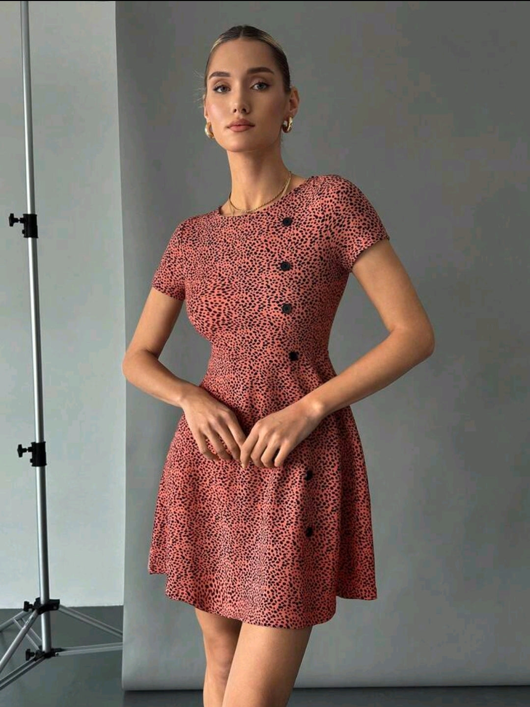 Sprayed Polka Dot Summer Colorful Dress