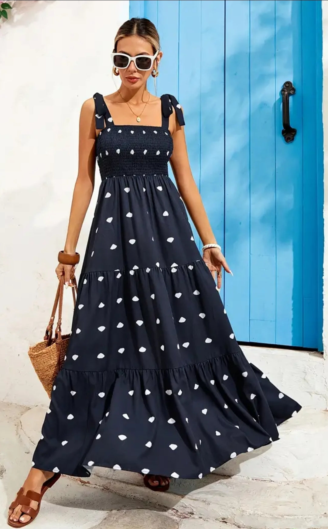 Dark Blue Polka Dots Dress