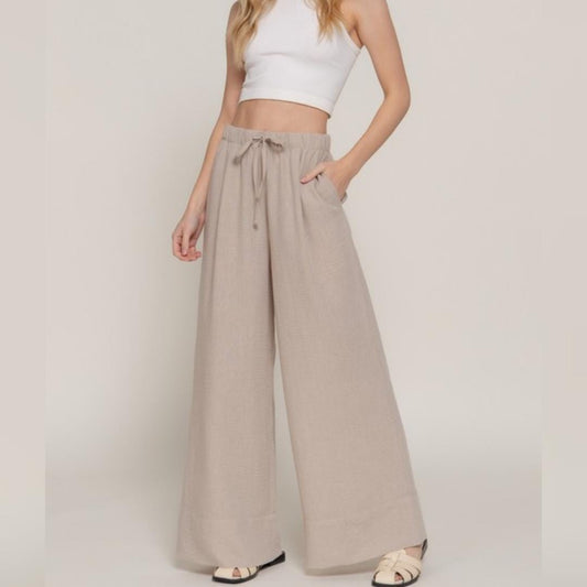 Linen Wide Leg Nature Pant Vacation Linen Confortable Pant