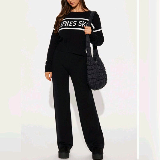 Apres Ski Lounge Set: Black Winter Loungewear