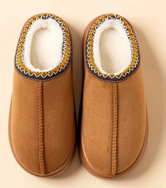 Memory Foam Cotton Slippers: Plush Lined Indoor Outdoor